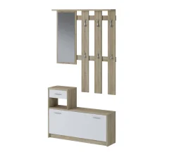 Mobile da ingresso Dbiagin, 100x25h180 cm, Rovere e Bianco<Dmora Best