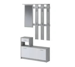 Mobile da ingresso Dbiagin, 100x25h180 cm, Cemento e Bianco<Dmora Store