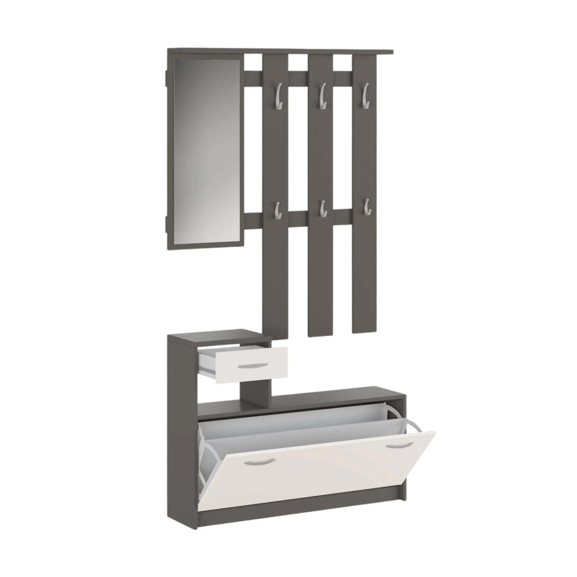 Mobile da ingresso Dbiagin, 100x25h180 cm, Antracite e Bianco<Dmora Hot