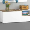 Mobile da ingresso Ddarmia, cm 120x40h54, Bianco lucido e Acero<Dmora Discount