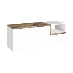 Mobile da ingresso Ddarmia, cm 120x40h54, Bianco lucido e Acero<Dmora Discount