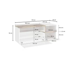Mobile da ingresso Ddarmia, cm 120x40h54, Bianco lucido e Acero<Dmora Discount