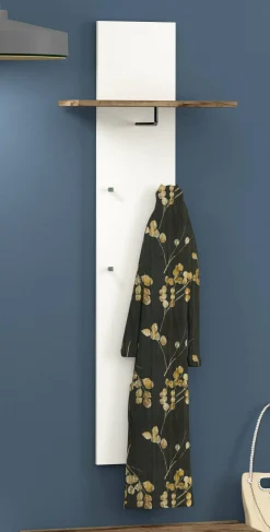 Mobile da ingresso Dlentin, cm 50x27h140, Bianco lucido e Acero<Dmora Flash Sale