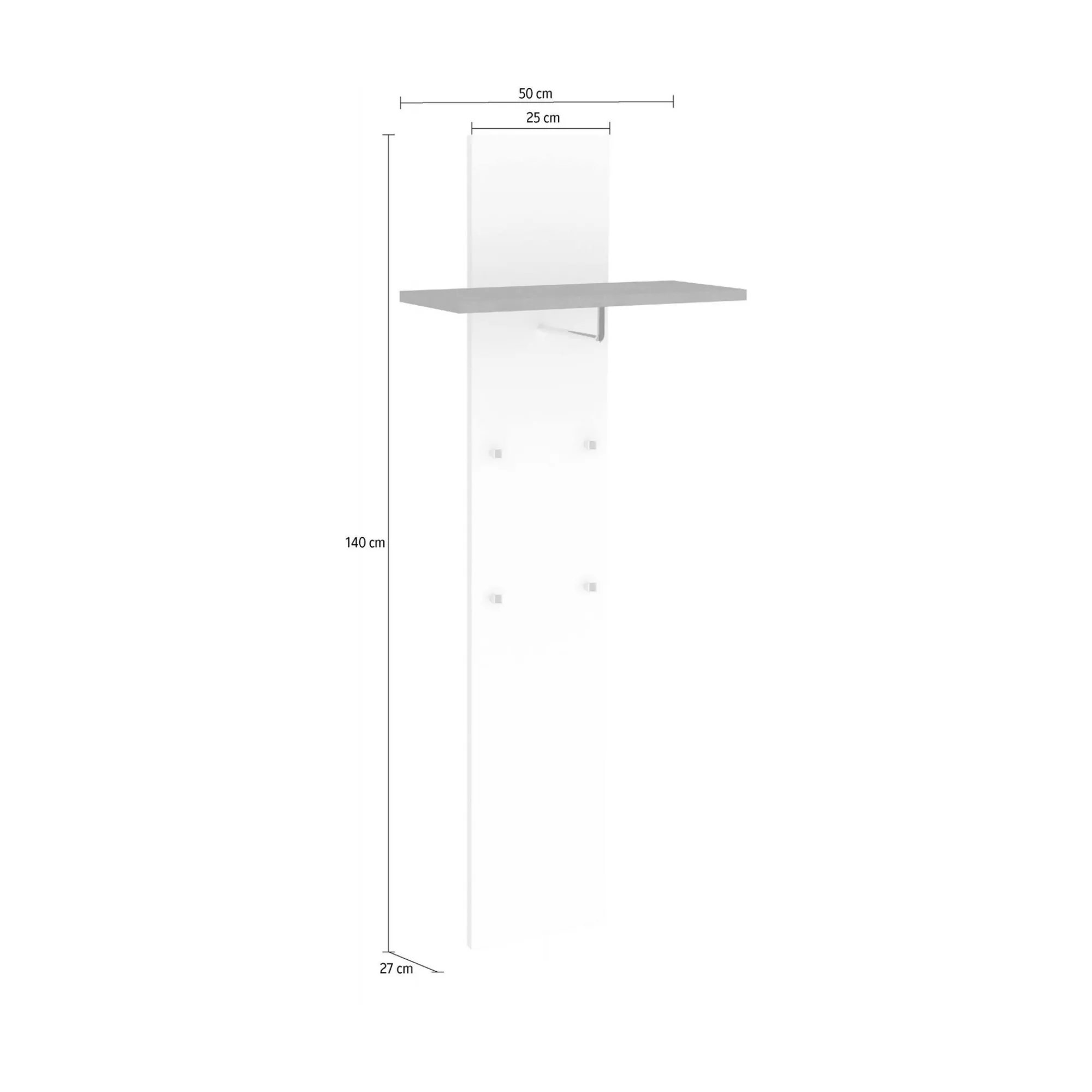 Mobile da ingresso Dlentin, cm 50x27h140, Bianco lucido e Acero<Dmora Flash Sale