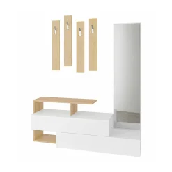 Mobile da ingresso Dmartíne, 137x35h55 cm, Bianco e Rovere<Dmora Sale