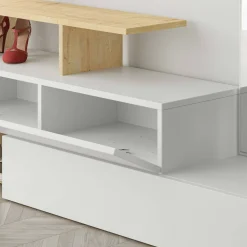 Mobile da ingresso Dmartíne, 137x35h55 cm, Bianco e Rovere<Dmora Sale