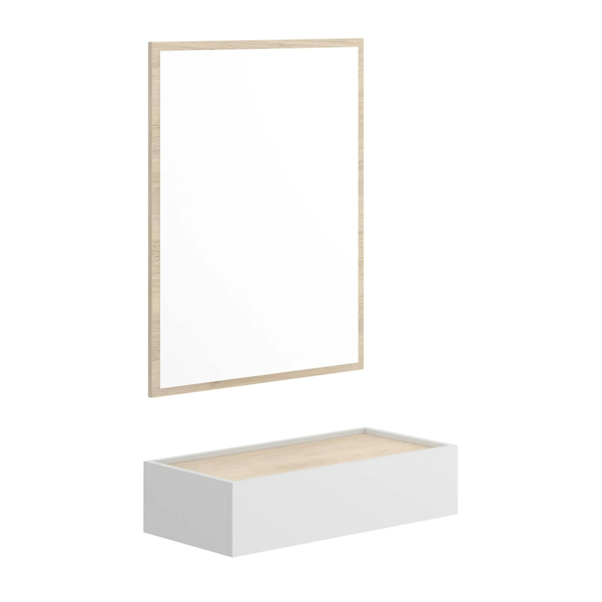 Mobile da ingresso Dmujesa, 33x63h16 cm, Bianco e Rovere<Dmora Best