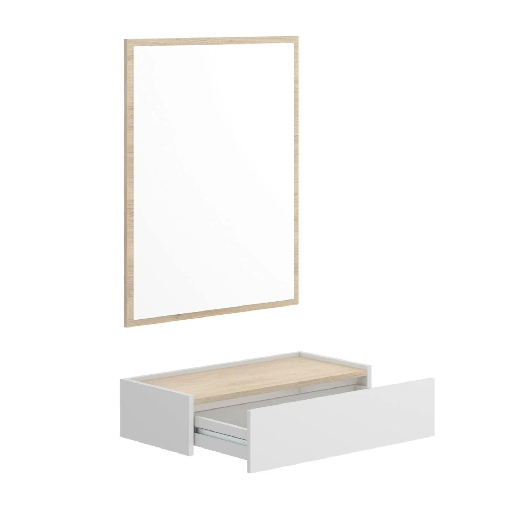 Mobile da ingresso Dmujesa, 33x63h16 cm, Bianco e Rovere<Dmora Best