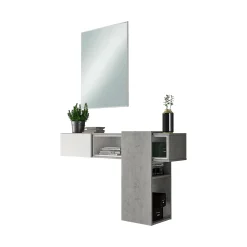 Mobile da ingresso Dpinz, 100x27h75 cm, Cemento e Bianco<Dmora Clearance