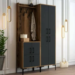 Mobile da ingresso Eufemia, 120x35h200 cm, Noce e Antracite<Dmora Best Sale