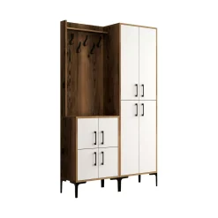 Mobile da ingresso Eufemia, 120x35h200 cm, Noce e Bianco<Dmora Clearance