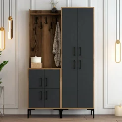 Mobile da ingresso Eufemia, 120x35h200 cm, Noce e Antracite<Dmora Best Sale
