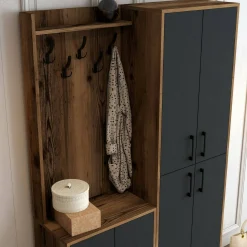 Mobile da ingresso Eufemia, 120x35h200 cm, Noce e Antracite<Dmora Best Sale