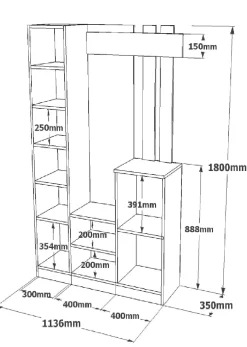 Mobile da ingresso Fernand, 114x35 h180 cm,<Dmora Store