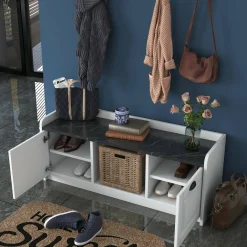 Mobile da ingresso Frank, 120x22 h37 cm, Bianco e Grigio<Dmora Online
