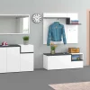 Mobile da ingresso Graziella, cm 120x40h54, Bianco lucido e Ardesia<Dmora Discount