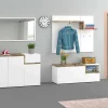Mobile da ingresso Graziella, cm 120x40h54, Bianco lucido e Acero<Dmora Outlet