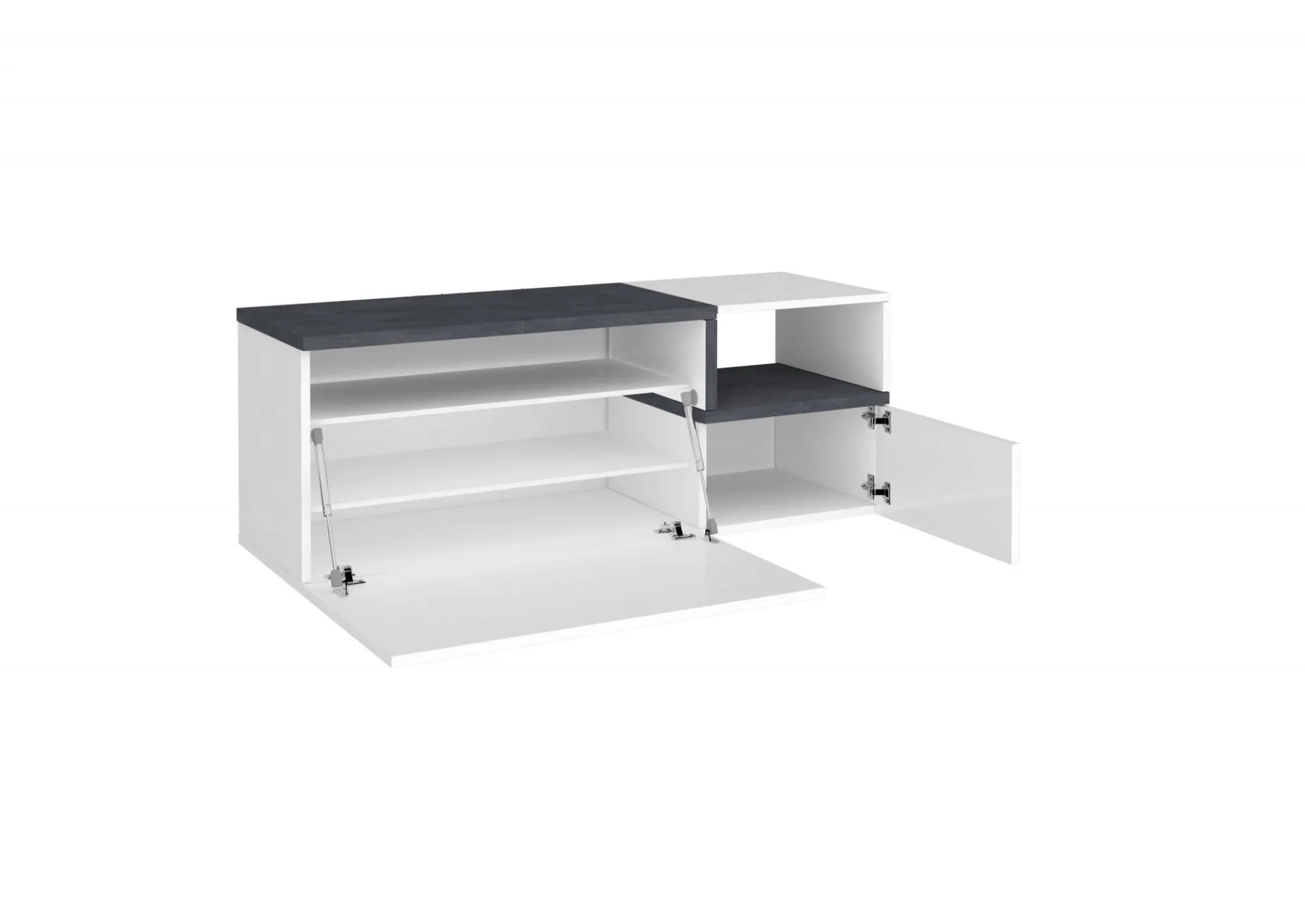Mobile da ingresso Graziella, cm 120x40h54, Bianco lucido e Ardesia<Dmora Discount
