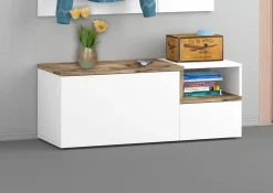 Mobile da ingresso Graziella, cm 120x40h54, Bianco lucido e Acero<Dmora Outlet