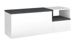 Mobile da ingresso Graziella, cm 120x40h54, Bianco lucido e Ardesia<Dmora Discount
