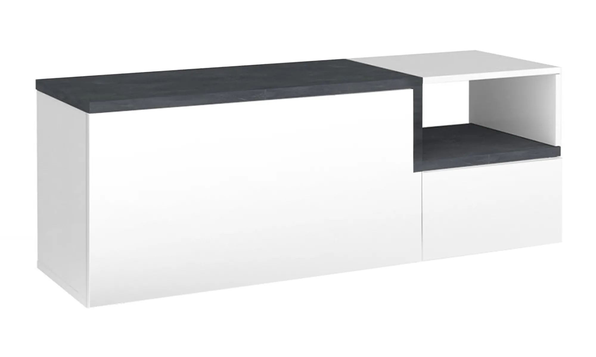 Mobile da ingresso Graziella, cm 120x40h54, Bianco lucido e Ardesia<Dmora Discount