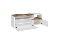 Mobile da ingresso Graziella, cm 120x40h54, Bianco lucido e Acero<Dmora Outlet