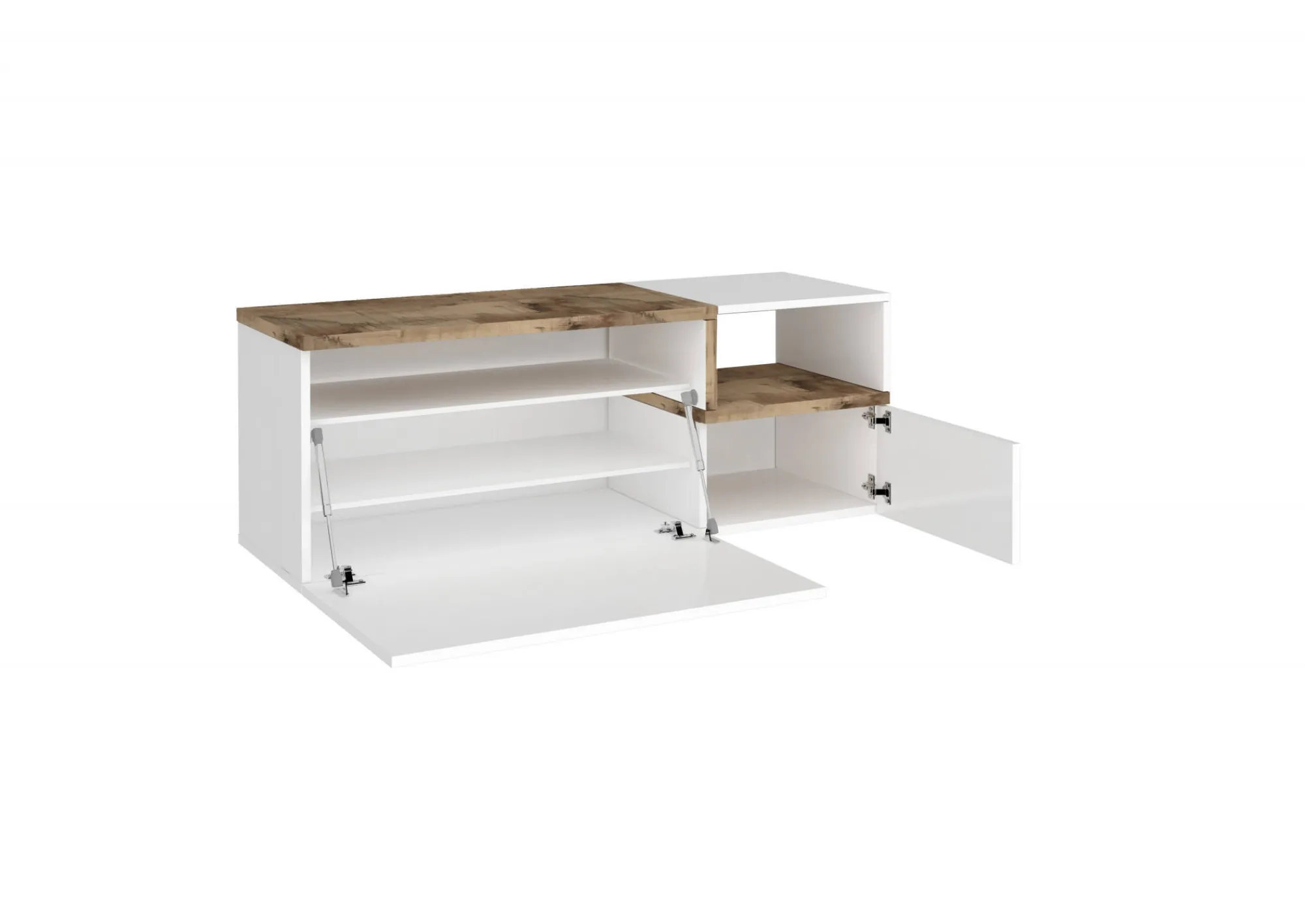 Mobile da ingresso Graziella, cm 120x40h54, Bianco lucido e Acero<Dmora Outlet