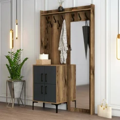 Mobile da ingresso Isidore, 120x35h200 cm, Noce e Antracite<Dmora Cheap