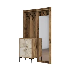 Mobile da ingresso Isidore, 120x35h200 cm, Noce e Bianco<Dmora Discount