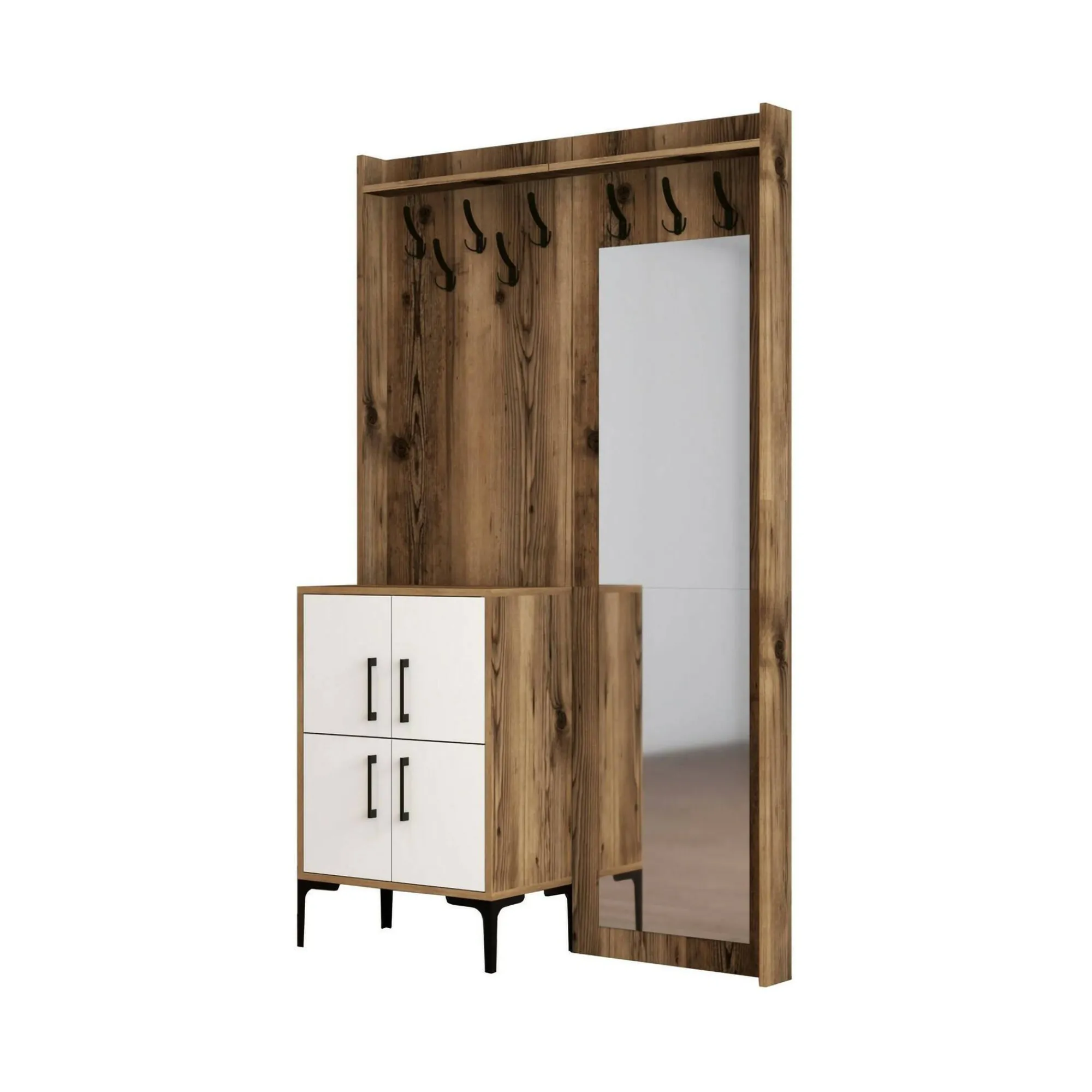 Mobile da ingresso Isidore, 120x35h200 cm, Noce e Bianco<Dmora New