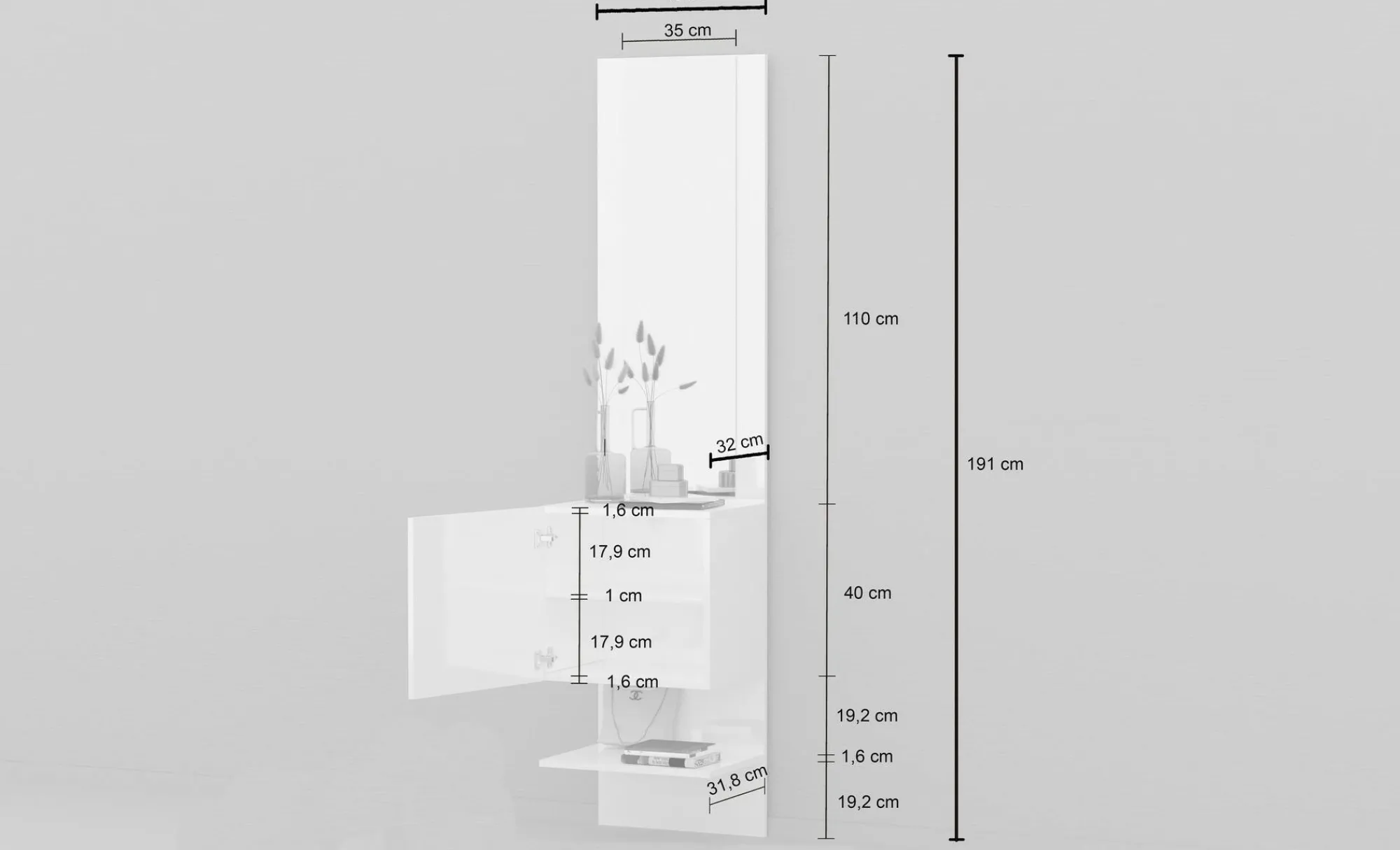 Mobile da ingresso Ivana, 45x35h190 cm,<Dmora Best Sale