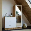 Mobile da ingresso Jaime, 60x47h72 cm, Quercia e Bianco<Dmora Discount