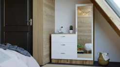 Mobile da ingresso Jaime, 60x47h72 cm, Quercia e Bianco<Dmora Discount