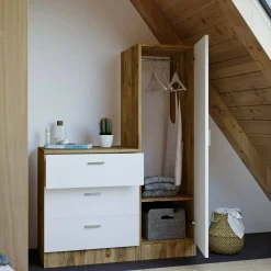 Mobile da ingresso Jaime, 60x47h72 cm, Quercia e Bianco<Dmora Discount