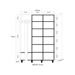 Mobile da ingresso Liana, 135x36h194 cm, Quercia e Multicolore<Dmora Cheap