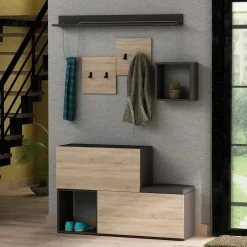 Mobile da ingresso Libeccio, 120x17h76 cm, Antracite e Rovere<Dmora Hot