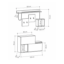 Mobile da ingresso Libeccio, 120x17h76 cm, Antracite e Rovere<Dmora Hot