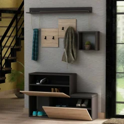Mobile da ingresso Libeccio, 120x17h76 cm, Antracite e Rovere<Dmora Hot