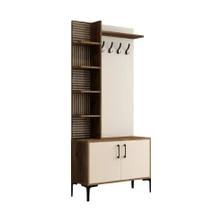 Mobile da ingresso Loredana, 90x35 h200 cm, Noce e Crema<Dmora Best Sale