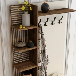 Mobile da ingresso Loredana, 90x35 h200 cm, Noce e Crema<Dmora Best Sale