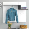 Mobile da ingresso Mugello, cm 120x30h100, Bianco lucido e Ardesia<Dmora Clearance