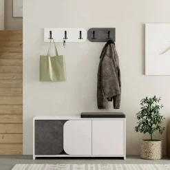 Mobile da ingresso Riga, 105x37 h52 cm, Grigio e Bianco<Dmora Hot