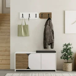 Mobile da ingresso Riga, 105x37 h52 cm, Quercia e Bianco<Dmora Shop