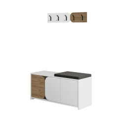 Mobile da ingresso Riga, 105x37 h52 cm, Quercia e Bianco<Dmora Shop