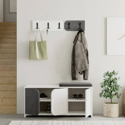 Mobile da ingresso Riga, 105x37 h52 cm, Grigio e Bianco<Dmora Hot