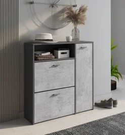 Mobile da ingresso Scultore, 92x27h94 cm, Antracite e Cemento<Dmora Online