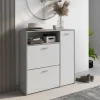 Mobile da ingresso Scultore, 92x27h94 cm, Cemento e Bianco<Dmora Online