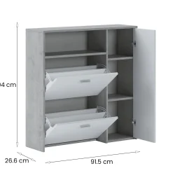 Mobile da ingresso Scultore, 92x27h94 cm, Cemento e Bianco<Dmora Online