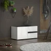 Mobile da ingresso Seul, 80x38h42 cm, Bianco lucido e Antracite<Dmora Cheap