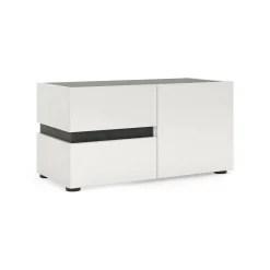 Mobile da ingresso Seul, 80x38h42 cm, Bianco lucido e Antracite<Dmora Cheap